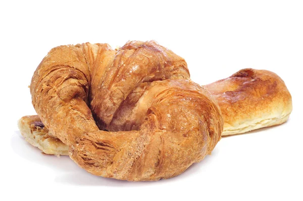 Croissant and coca amb sucre — Stock Photo, Image