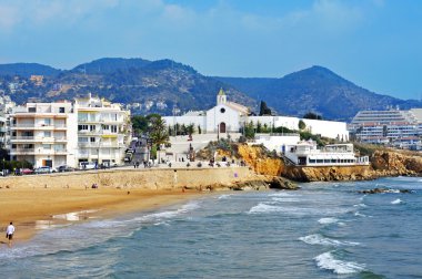 Sant Sebastia Beach in Sitges, Spain clipart