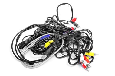 A pile of different cables clipart