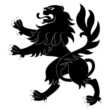 Black heraldic lion clipart