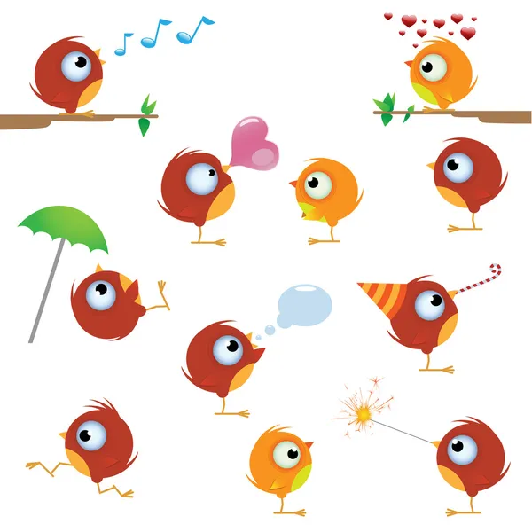 Ensemble d'oiseaux des Canaries — Image vectorielle