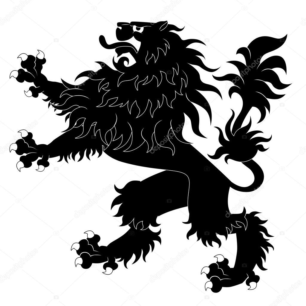 Black heraldic lion#2 ⬇ Vector Image by © Genestro | Vector Stock 8407017