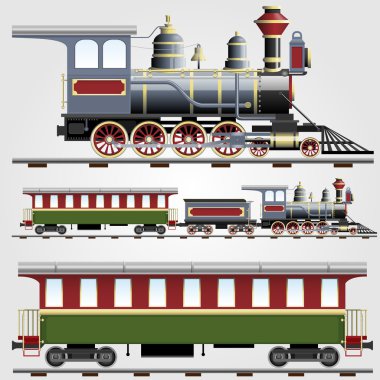 Retro steam train with coach clipart