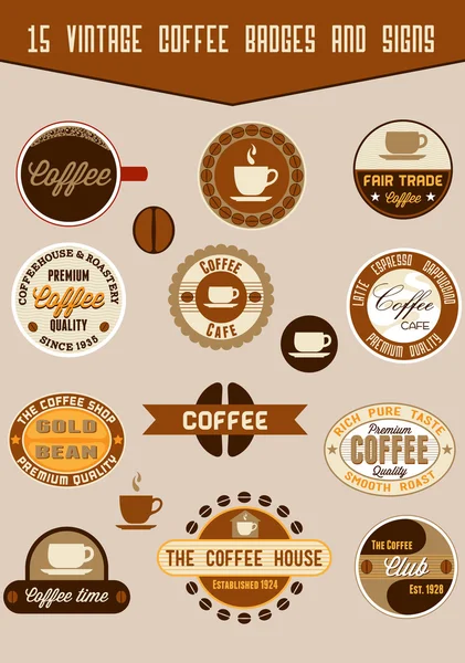 Emblemas de café vintage — Vetor de Stock