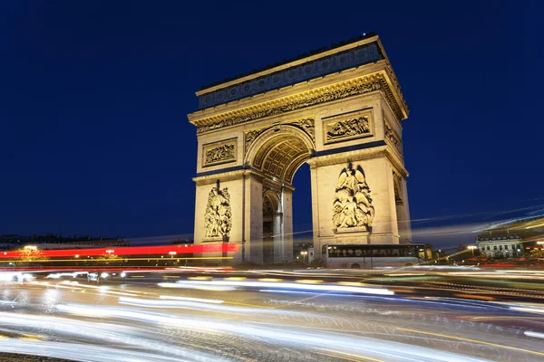 Arc de Triomphe and car lights — Stock Photo, Image