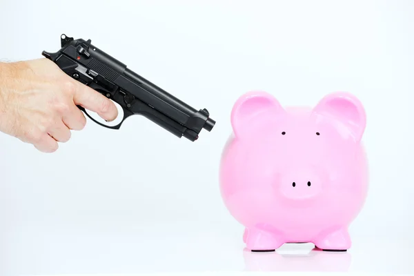 粉红小猪和枪 — 图库照片