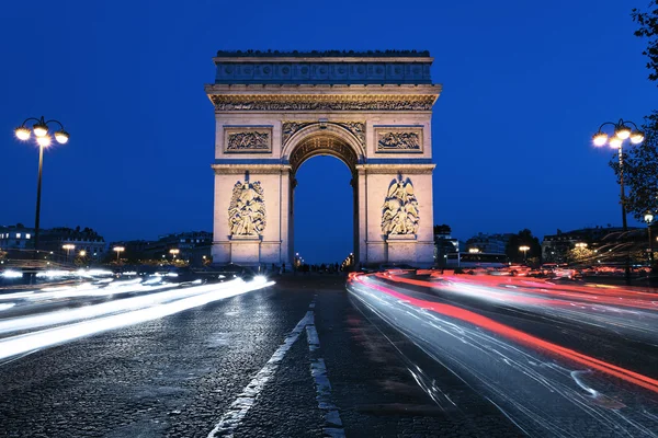 stock image Famous Arc de Triomphe by night