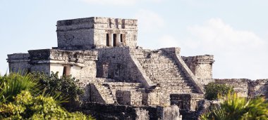 Panoramic view of Tulum ruins clipart