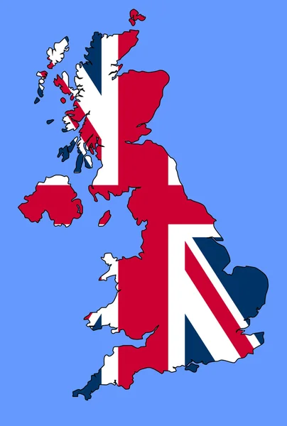 Mappa del Regno Unito sul mare blu — Foto Stock