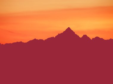 Mountain sunset skyline clipart