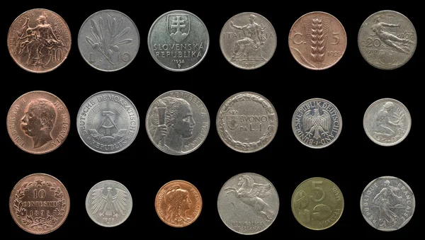 Старовинні монети європейських — стокове фото