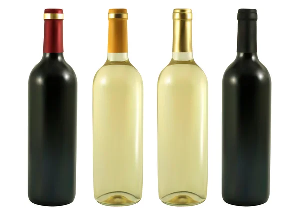 Fyra vinflaskor四个葡萄酒瓶 — 图库矢量图片