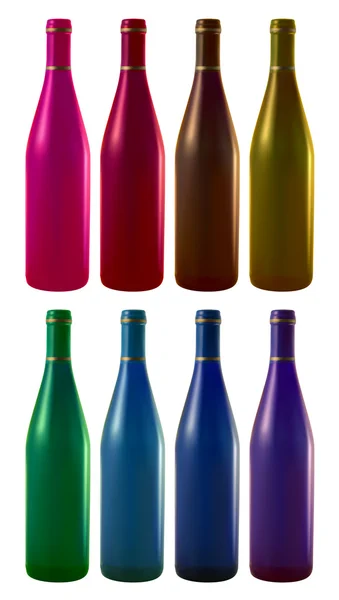 Acht Weinflaschen — Stockvektor