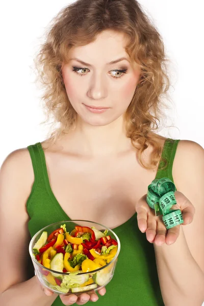 Healthy lovely woman, with salad Royalty Free Stock Photos