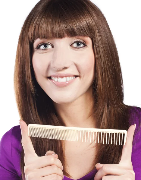 Gesunde lange glatte weibliche Haare — Stockfoto