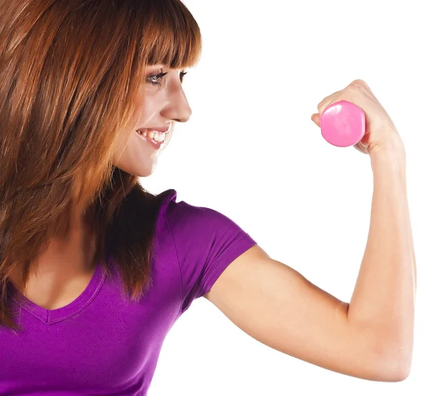 Athletic Woman with Dumbbells — Stock Photo, Image
