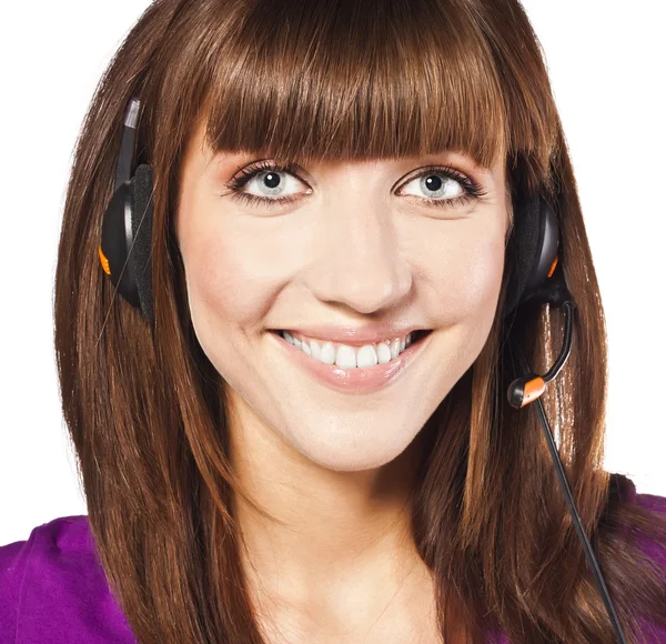 Portrait of beautiful, call centre employee — Stock Photo, Image
