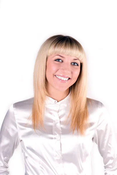 Porträtt av leende blondin — Stockfoto