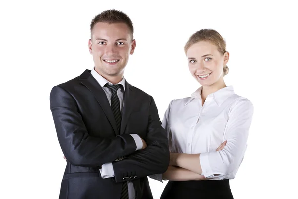 Portrait of happy business at studio — Stock Photo, Image