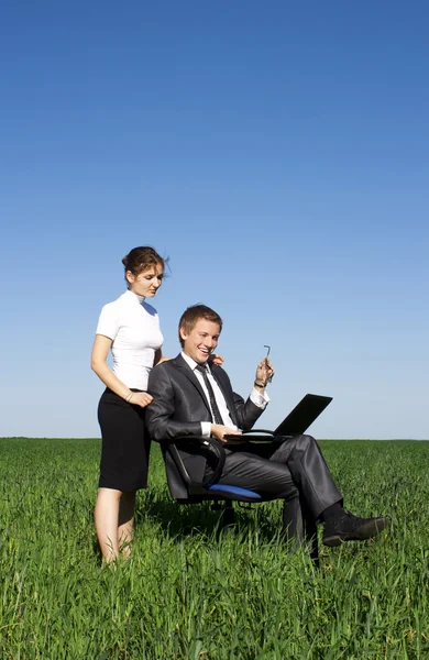 Two contemporary businesspeople at a meeting — Stock Photo, Image
