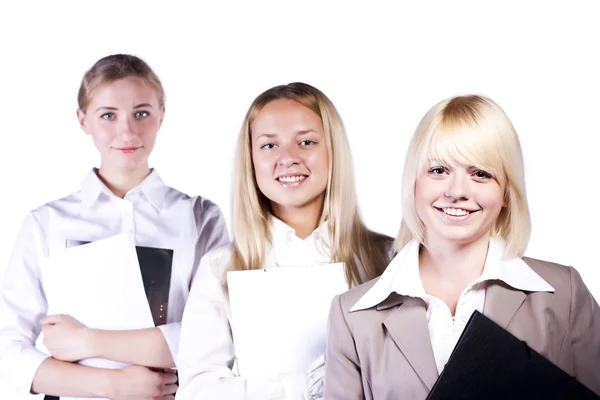 Gruppe von drei selbstbewussten Geschäftsfrauen lächelt — Stockfoto
