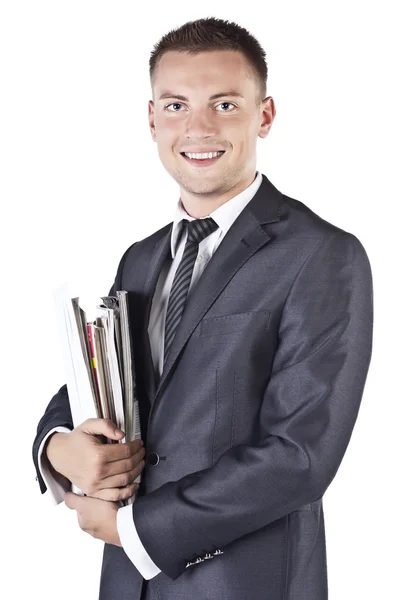 Young business man posing, isolated over white — Stock Photo, Image