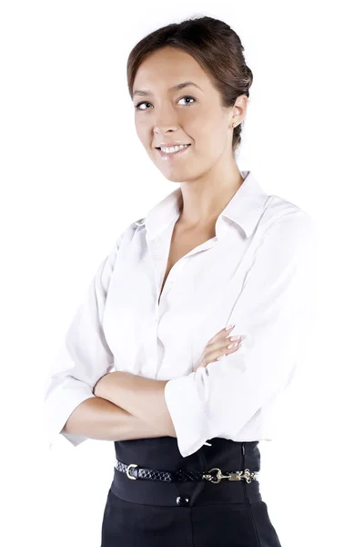 Beautiful business woman nice smiles. isolated on a white backgr — Stock Photo, Image