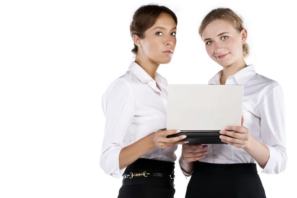 两个年轻的女企业家在演播室的肖像 — 图库照片