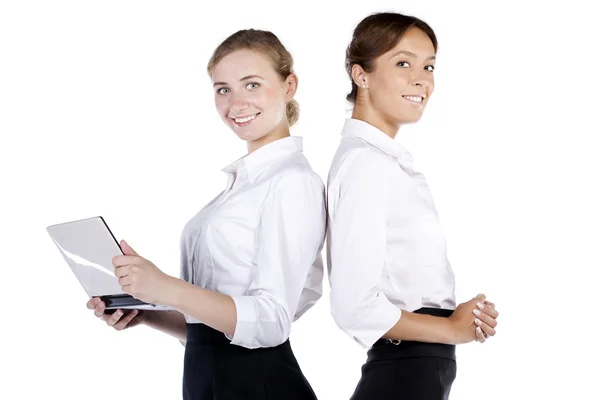 两个成功的商业妇女，白色 bac 上孤立的肖像 — 图库照片