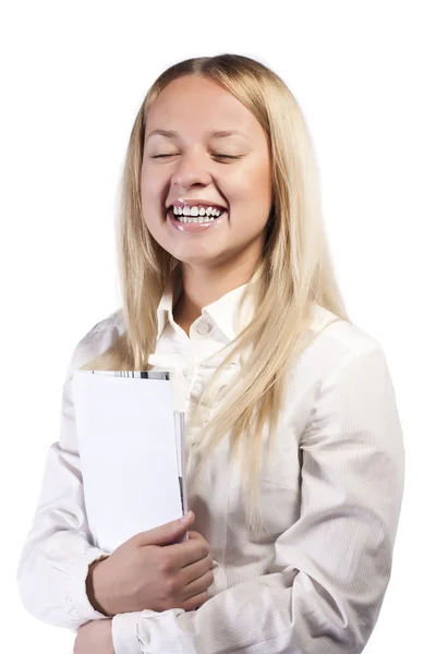 Portrait of businesswoman on white background — Stock Photo, Image