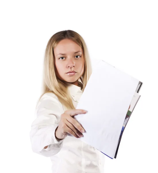 Portrait of businesswoman on white background — Stock Photo, Image