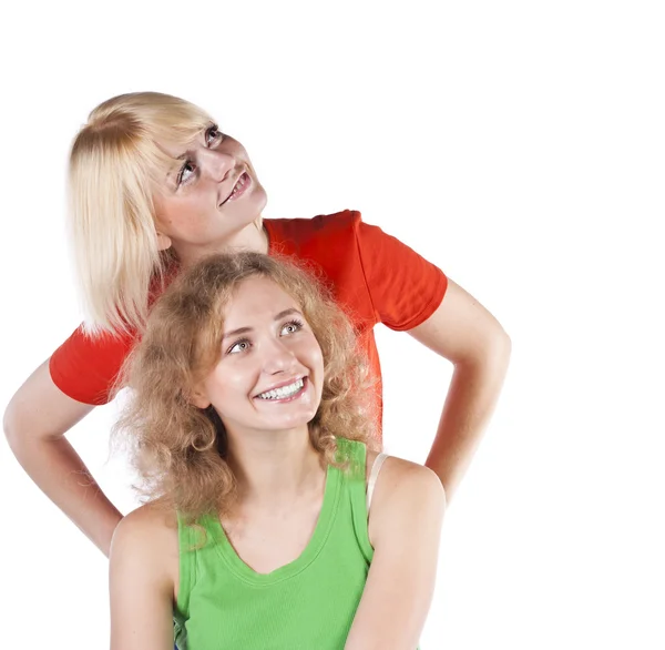 Lachende blonde meisjes in studio — Stockfoto