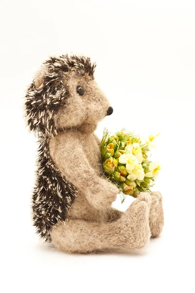 Hedgehog hand-made with flowers — Stock Photo, Image