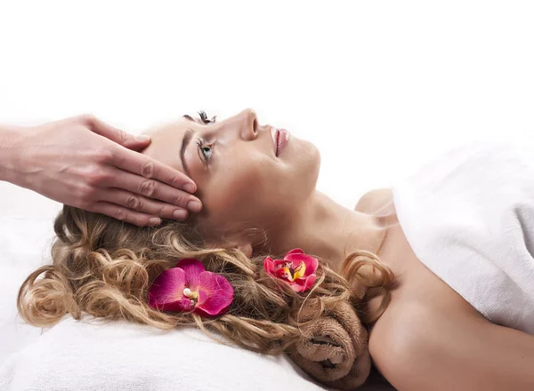 stock image Beautiful woman in spa salon