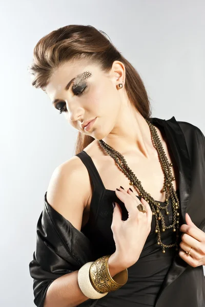 Elegant fashionable woman with jewelry Stock Photo