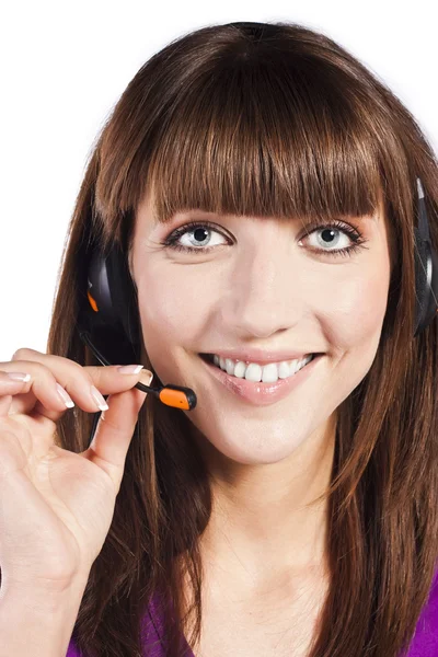 Portrait of a beautiful female, call centre employee — Stock Photo, Image