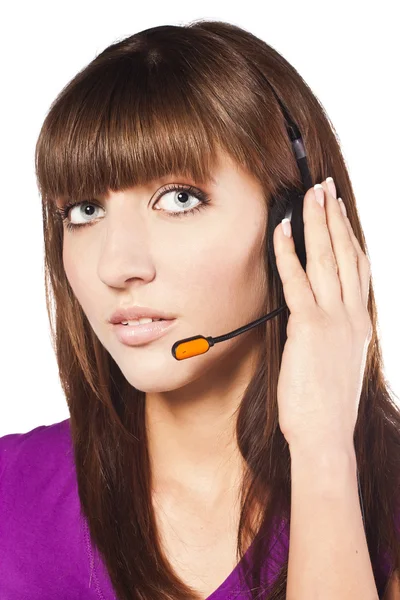 Portrait of a beautiful female, call centre employee — Stock Photo, Image