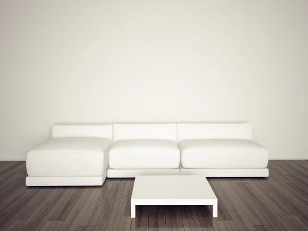 Sofá interior moderno mínimo e mesa — Fotografia de Stock