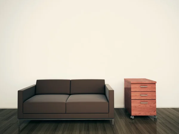 Minimális modern belső kanapé és asztal — Stock Fotó