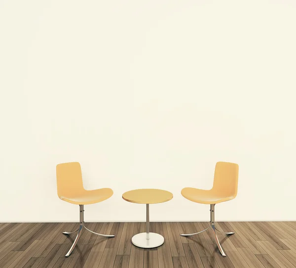 Minimale interno moderno con camino due sedie — Foto Stock