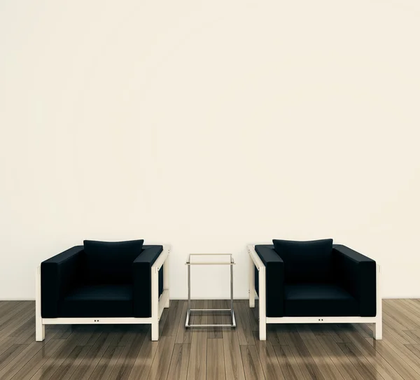 Sillón interior moderno mínimo y mesa — Foto de Stock