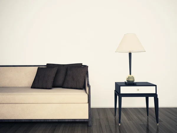 Interno con sedia singola e lampada — Foto Stock