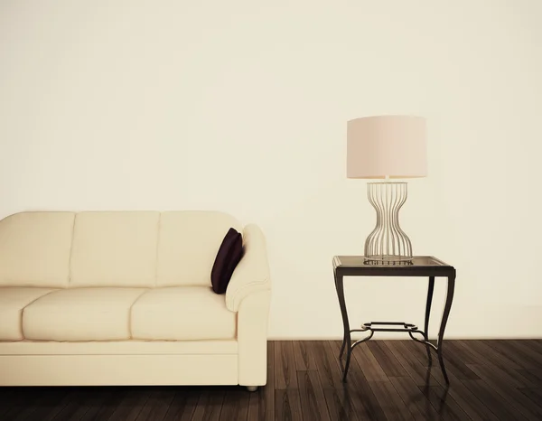 Interiör med enda stol och lampa — Stockfoto