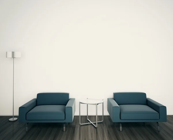 Minimaler Innenraum mit einem einzigen Sessel — Stockfoto