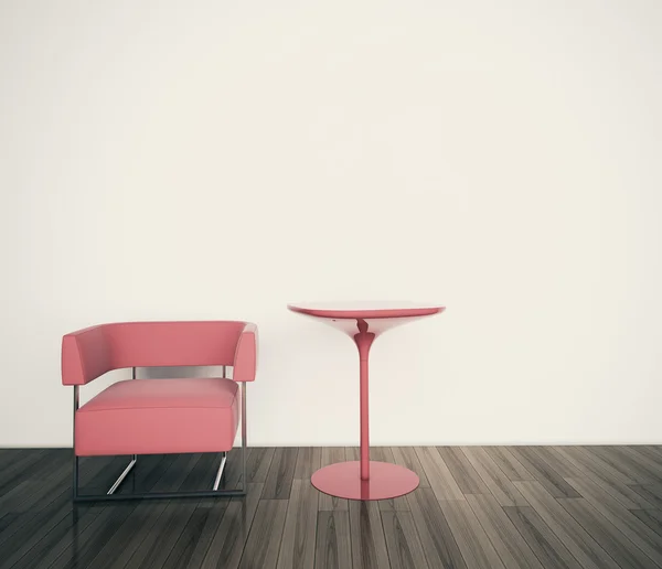 Minimaler Innenraum mit einem einzigen Sessel leere Wand — Stockfoto