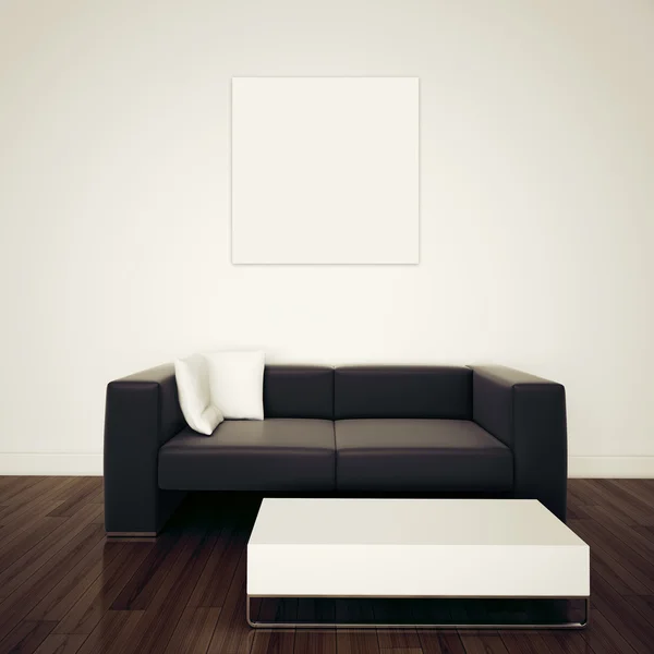 Minimální interiér s jeden gauč — Stock fotografie