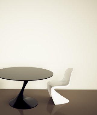 Minimal modern interior office table and chair clipart