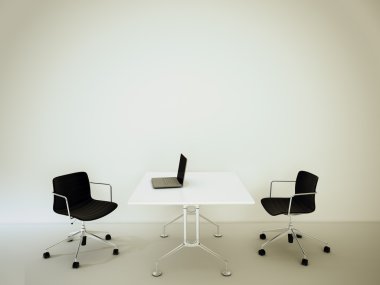 minimal modern iç ofis masa ve sandalyeler