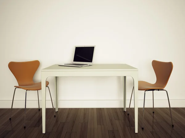 Minimale table et chaises de bureau modernes — Photo
