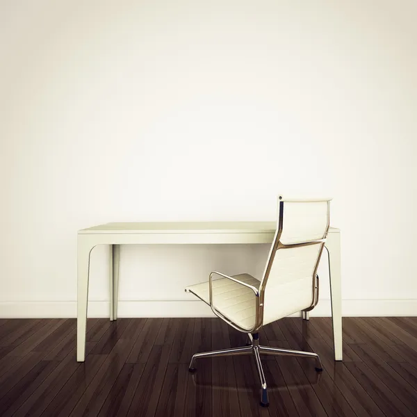 Tavolo e sedia da ufficio interni moderni minimali — Foto Stock